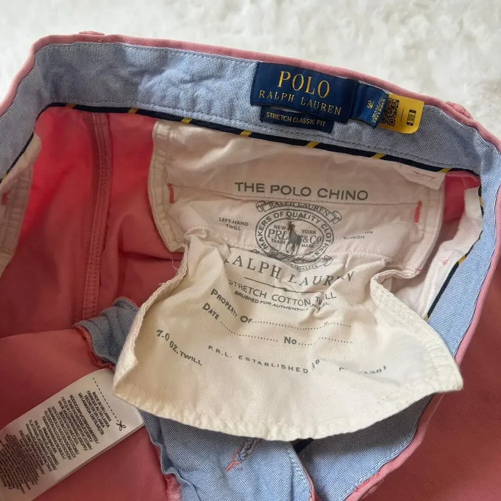 Polo Ralph Lauren Men’s Shorts Size 34 Salmon Pink “The Polo Chino” Preppy